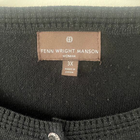Fenn Wright Mason Black w/Sliver Threads Cardigan Sweater Sz 3X - Picture 4 of 5